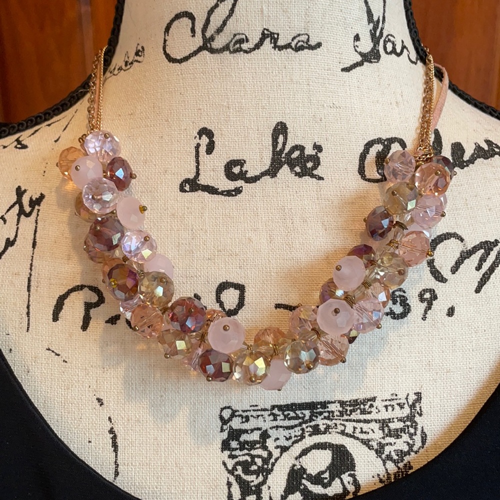 Ali_Khan pink crystal statement necklace 18”